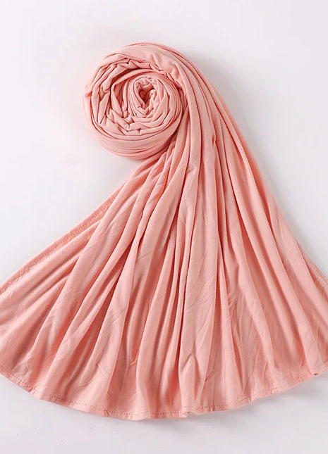 Muslim Plain Cotton Jersey Hijab Scarf Solid Color With Good Stitch Stretchy Soft Turban Head Wraps Shawl Foulard Femme
