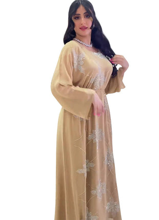 Eid Morocco Party Dress Women Muslim Abaya Diamond Ramadan Chiffon Dubai Abayas Kaftan Elegant Robe Vestidos Turkey Gown 2023