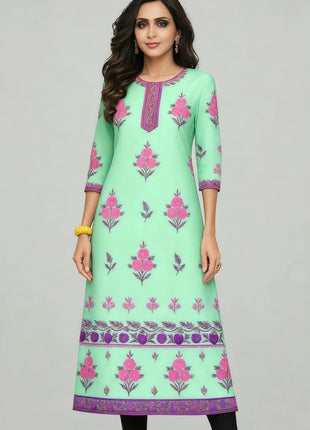 Muslim Kurt Flowers Women's Fashion Comfortable National style Straight Casual Ethnic Vestidos Slit hem Abito Donna