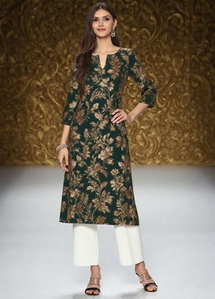 Muslim Dress Kurt Women's Fashionable And Elegant Straight Tube Casual Round Neck Colorful Flowers Pattern Dress Abiti Lunghi