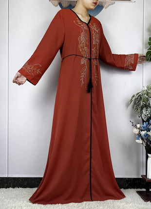 New African Abayas For Women Long Sleeved Chiffon Loose Femme Elegant Robe Dubai Islam Fashion Party Evening Dresses With Scarf