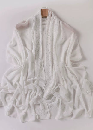 Hot Diamond Pearl Chiffon Hijabs for Women Muslim Fashion Long Shawl Head Wrap for Women Turbans for Women Ramadan Turban Femme