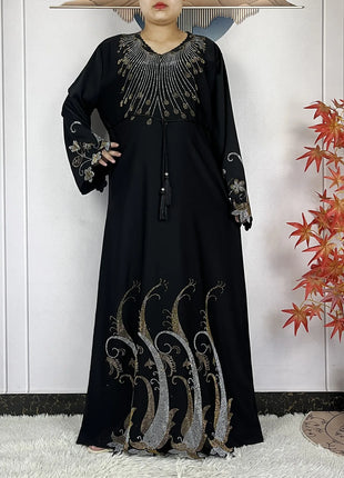 2024 New Muslim Chiffon Abayas For Women Robe Caftan Dubai Islam Clothing African Abaya Long Sleeved Fashion Dress With Turban