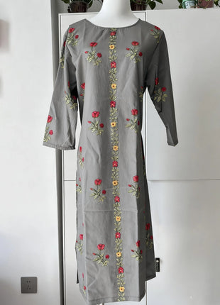 Muslim Dress Kurt Women's Fashionable Elegant Straight Tube National Style Pattern Noble Skirt Slit Hem Abito Donna Musulmana