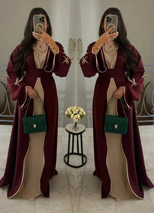 Eid Bow Abaya Women Cardigan Dress Muslim Party Caftan Robe Jalabiya Morocco Dubai Kaftan Islam Vestidos Largos Ramadan 2025