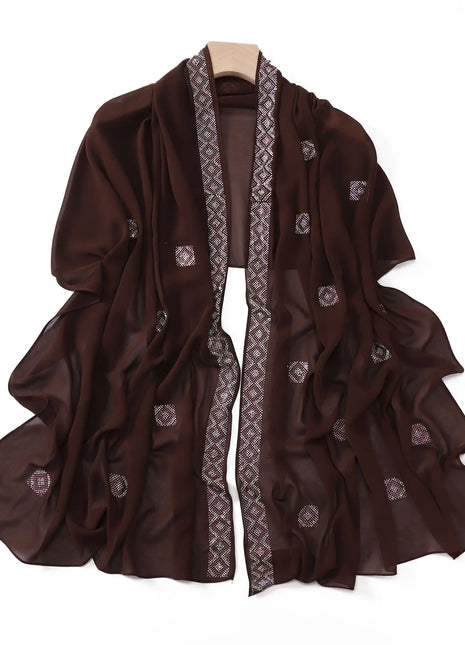 Fashion Rhinestone Chiffon Long Scarf Shawl for Women Head Wrap Hijab Turban Islam Veil Bandanas Bufanda Foulard Turbante Mujer