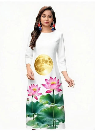 Muslim Women's Casual Fashionable  Kurt Dress Straight Tube Ethnic Slit hem Takchita Dress Abaya Robe Longue National style