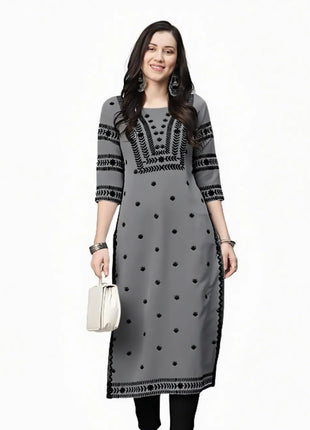 National style Kurtta Women Fashion Comfortable Slit hem Straight Casual Ethnic Abito Donna Musulmana Women Dress Turkish Abaya
