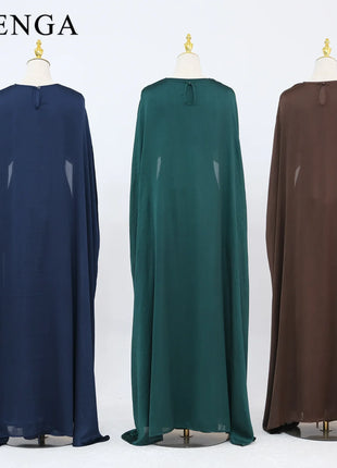 Ramadan 2 Piece Muslim Women Set Dubai Modest Abaya Islam Abayas Femme Elegant Arabic Clothing Fashion Turkey Solid Outfit 2025