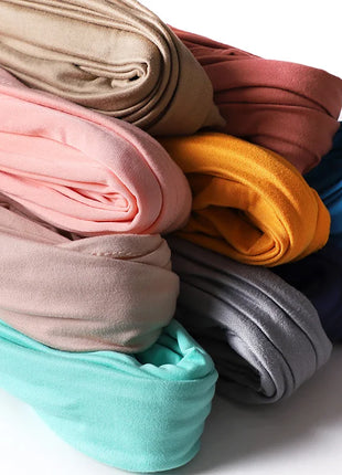Muslim Plain Cotton Jersey Hijab Scarf Solid Color With Good Stitch Stretchy Soft Turban Head Wraps Shawl Foulard Femme