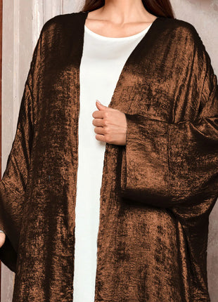 Shiny Party Abaya Ramadan Eid Batwing Satin Open Kimono Dubai Luxury Muslim Damen Abayas For Women Kaftan Dress Islamic Clothing