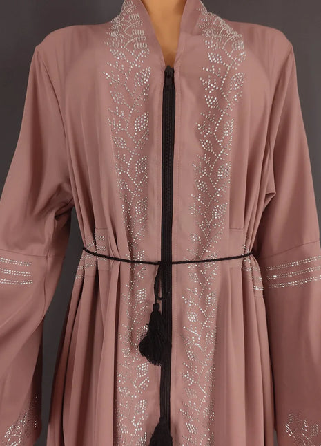 Abaya Dubai Turkey Women Kimono Rhinestones Robe Modest Islamic Cardigan Arab Femme Kaftan Morocco Maxi Eid Muslim Luxury Dress