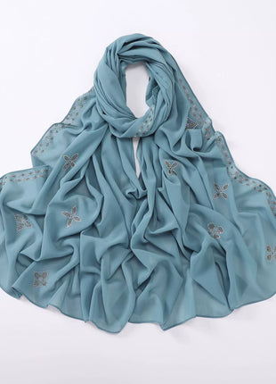 Hot Diamond Pearl Chiffon Hijabs for Women Muslim Fashion Long Shawl Head Wrap for Women Turbans for Women Ramadan Turban Femme