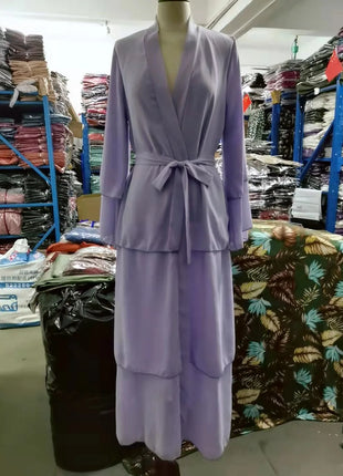 Kimono 3 Layer Chiffon Abayas for Women Muslim Dress Dubai Turkey Kebaya Open Abaya Islamic Jalabiya Caftan Marocain Femme Robe