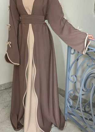 Eid Bow Abaya Women Cardigan Dress Muslim Party Caftan Robe Jalabiya Morocco Dubai Kaftan Islam Vestidos Largos Ramadan 2025