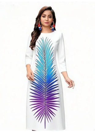 Muslim Kurtta Women's Casual Fashion Dress National style Straight Tube Casual Ethnic Flower Kaftan Moroccan Slit hem Robe