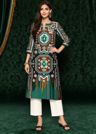Muslim Dress Kurt Women's Fashionable And Elegant National style Straight Tube Casual Color Elephant Pattern Women Dress Abaya