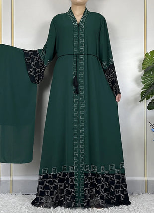 2024 For Women Elegant Dresses Dubai Party Outfits Long Sleeved Chiffon Dashiki Muslim Women Robe Open African Abaya Clothing