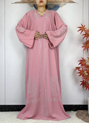 2024 Muslim Sets Women Party Dress Dubai Long Sleeve Diamonds Dashiki Islam Women Chiffon Comfort Fabric African Tradition Abaya