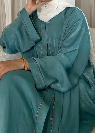 2024 Muslim Modest Cardigan for Women Eid Arab Abaya Dubai Dress Islamic Daily Long Sleeve Clothing Turkey Solid Color Coat Robe