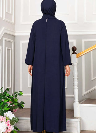 Women Eid Muslim Dress Ramadan Morocco Pleated Party Dresses Dubai Kaftan Islam Vestidos Arab Long Robe Solid Abaya Modest