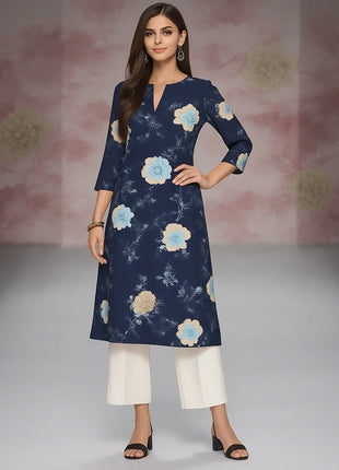 Muslim Kurt Casual Fashion Dress Long Sleeved Straight Tube Casual Ethnic Flower Abaya Women Muslim Dress flower sleeve abaya