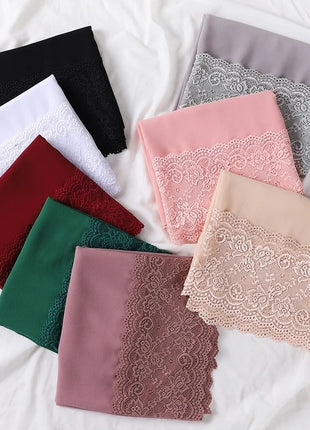 Women Hijabs Muslim Scarf Summer New Pearl Chiffon Lace Solid Color Lady Head Scarf Malaysia Tourism Shawl Turban Wrap Wholesale