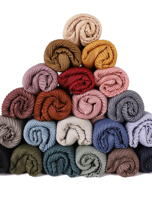 New Breathable Soft Solid Color Silver Silk Crumpled Shiny Pleated Shawl Women's Hair Towel Scarf One Piece Dropshipping