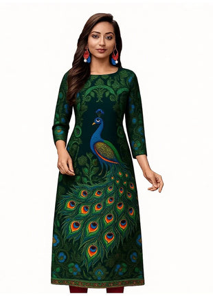 Muslim Kurtta Casual Dress Middle Eastern Straight Casual Ethnic Slit hem Mandarin Peacock National Style Caftan Marocain Femme