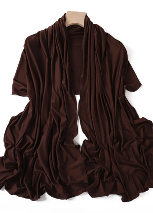 Luxury Wavy Edge Jersey Hijab for Women Solid Color Milk Silk Scarf Headscarf Autumn Shawl Stretchy Chiffon Scarf Ramanda