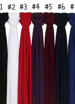 Big Size Pleated Chiffon Hijab Scarf for Muslim Women Turban Pashmina Shawls and Scarves Women Bandana Headband Hijabs Headscarf