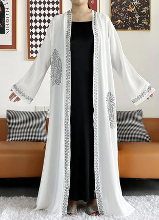 2024 Summer Women Elegant Dresses Dubai Party Outfits Long Sleeve Chiffon Dashiki Muslim Women Robe Open African Abaya Clothing