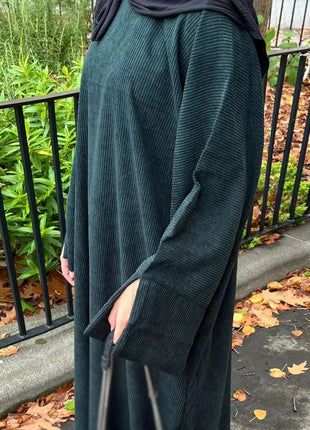 Closed Casual Abayas Corduroy Winter Abaya Eid 2025 Muslim Clothes Borkha For Muslim Women Moroccan Dresses Kaftan Caftan Femme