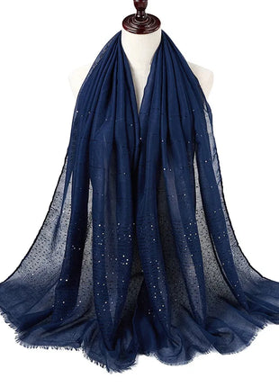 Cotton Linen Hijabs Scarf Turban Hijab Comfort Wearing Soft Paillette Shawls Fringed Muslim Fashion Women Scarves Hijab Ramadan