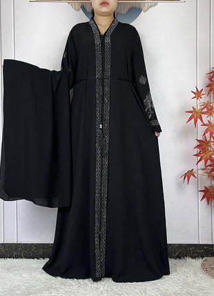 2024 For Women Elegant Dresses Dubai Party Outfits Long Sleeved Chiffon Dashiki Muslim Women Robe Open African Abaya Clothing