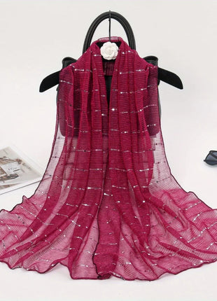 1PCS Spring and Autumn Women's High Elasticity sequin Chain Scarf, Wick Silk Long Scarf, Indian Scarf, Slide Silk Scarf