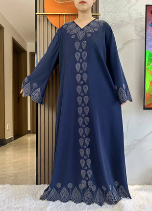 New 2024 Dubai Diamond Muslim Modest Dress for Women Elegant Arabic Femme Hijab Abaya 2024 Islamic Long Sleeve Turkey Clothing