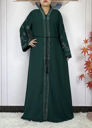 New Dubai Style Women Elegant Dress Long Sleeves Open Abaya Muslim Women Dress Islamic Clothing Casual Abaya Women Muslim Dress