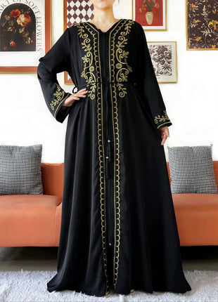 2025 New Elegant Women Abaya Long Sleeve Chiffon Loose Open Abaya Muslim Islamic Clothing Cardigan Style for Special Occasions