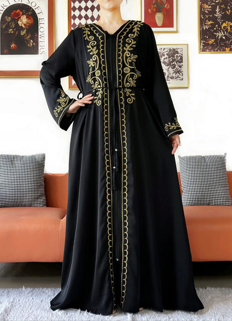 2025 New Elegant Women Abaya Long Sleeve Chiffon Loose Open Abaya Muslim Islamic Clothing Cardigan Style for Special Occasions
