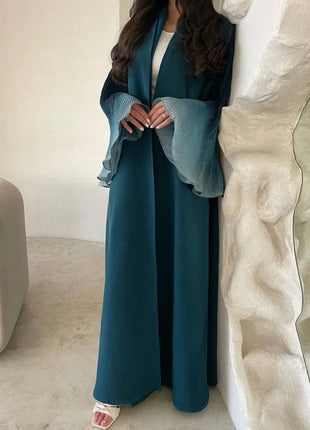 Open Front Abaya Muslim Flare Sleeve Casual Arabian Abayas Middle-East Elegant Turkey Kaftans Women Jilbabs Islamic Maxi Dresses