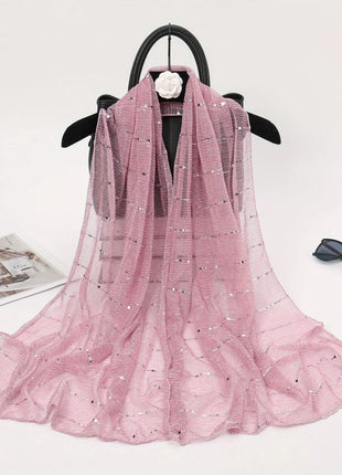 1PCS Spring and Autumn Women's High Elasticity sequin Chain Scarf, Wick Silk Long Scarf, Indian Scarf, Slide Silk Scarf