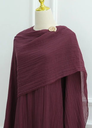 Two Piece Middle East Muslim Cardigan Set for Women Ramadan Eid Dubai Modest Abaya Dress Elegant Islam Solid Turkey Robe Outfit