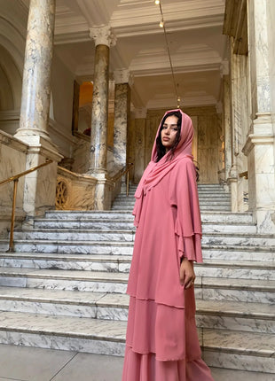 Kimono 3 Layer Chiffon Abayas for Women Muslim Dress Dubai Turkey Kebaya Open Abaya Islamic Jalabiya Caftan Marocain Femme Robe