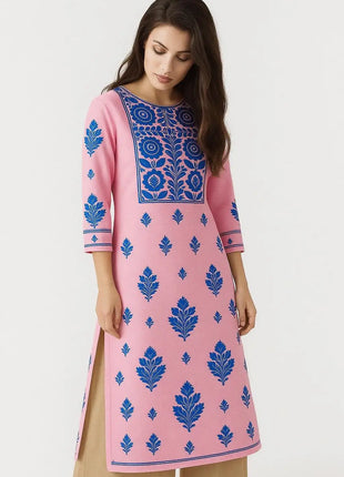 Muslim Dress Kurt Women's Fashionable And Elegant Straight Tube Slit hem Colorful Islamic Clothing For Women Girls Prayer Dress