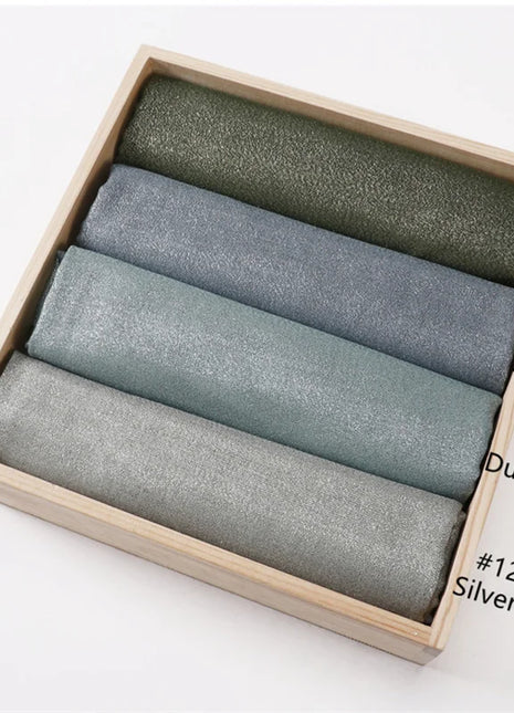 2025 Abaya Women Veil Gold Solid Color Muslim Head Scarf Shawls and Wraps Glitter Pashmina Bandana Female Foulard Hijab