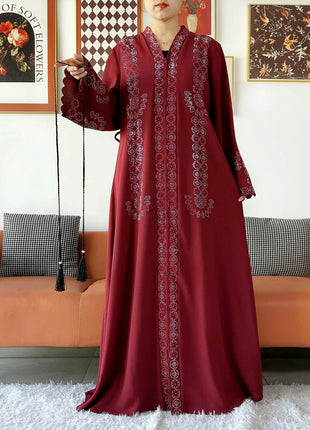 2025 Women Elegant Party Dress Chiffon Open Zipper Loose Abaya Muslim Women Dress Islamic Clothing Cardigan Abaya Muslim Dress