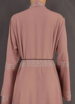 Abaya Dubai Turkey Women Kimono Rhinestones Robe Modest Islamic Cardigan Arab Femme Kaftan Morocco Maxi Eid Muslim Luxury Dress