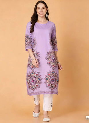 Muslim Kurt Women's Fashionable And Comfortable Kurtta With Flowers Straight Tube And National style Abito Donna Musulmana