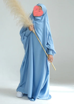 Ramadan Muslim Dress Girls Kids Prayer Garment Hijab Dress  Child Hooded Abaya Full Cover Niqab Islam Dubai Eid Robe 2023 jilbab